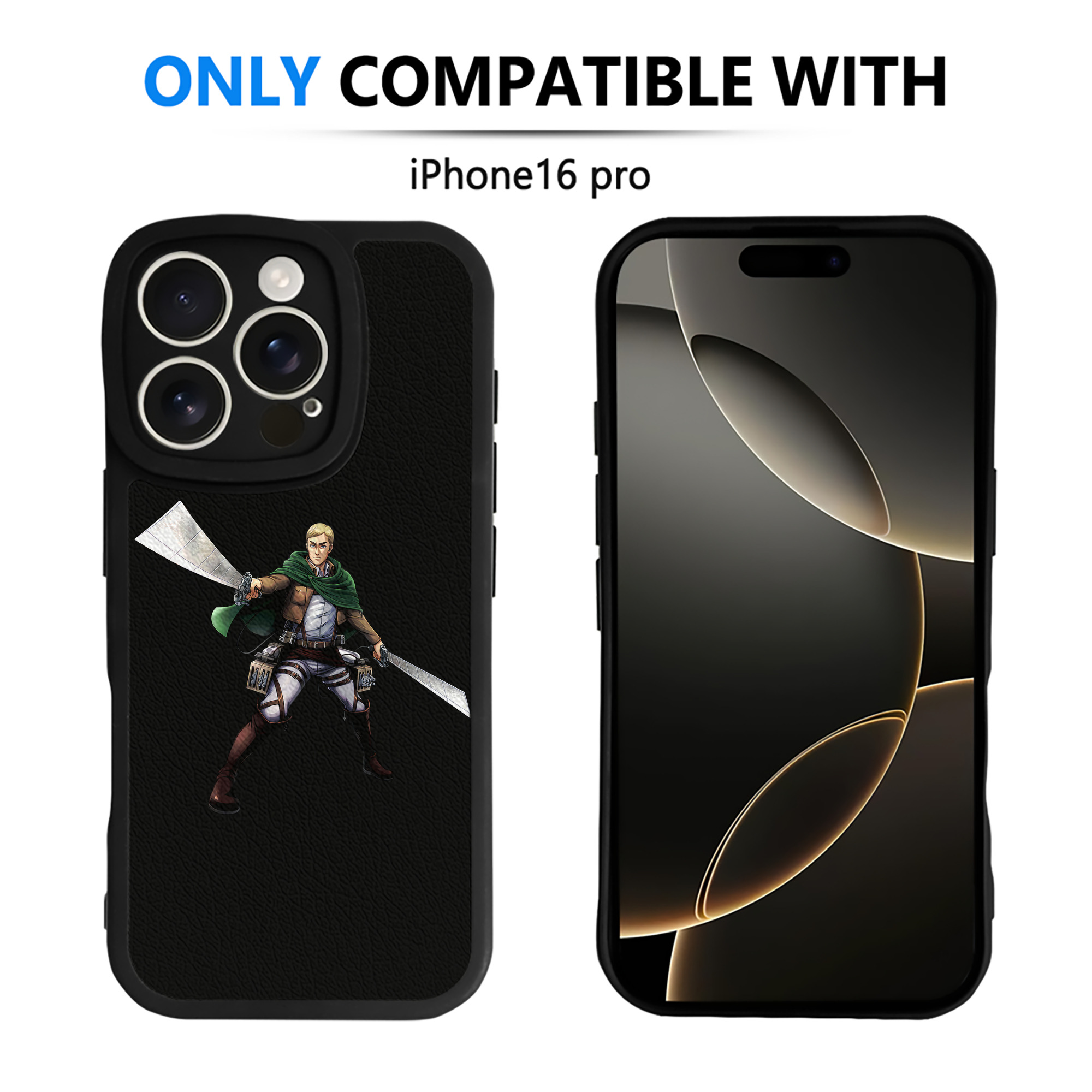 （画像用） 進撃の巨人 エルヴィン・スミス Attack on Titan Erwin Smith 【iPhone 16シリーズ対応】シリコンスマホケース（レザー調） 材質：シリコン
